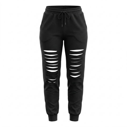Cut It Out Black Distressed Slit Jogger Pants