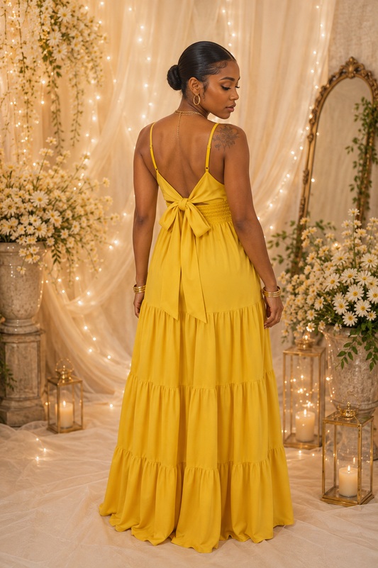 Sunshine & Sweet Tea Golden Yellow Tiered Maxi Dress