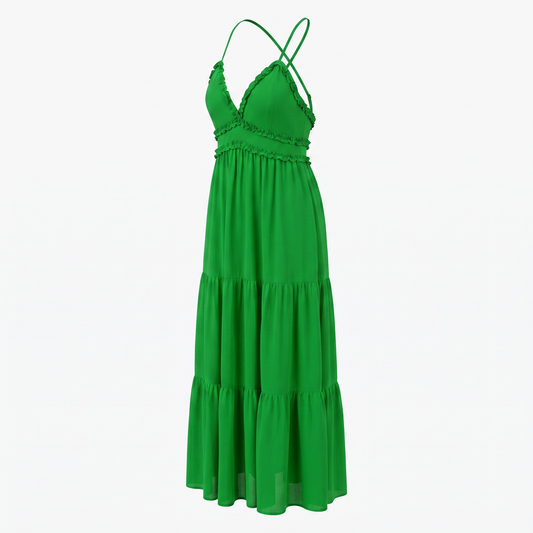 Green With Envy Ruffle Tiered Maxi Dress