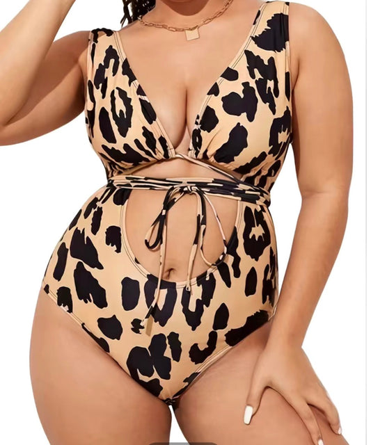 Wild Intentions Leopard Cutout One-Piece Swimsuit