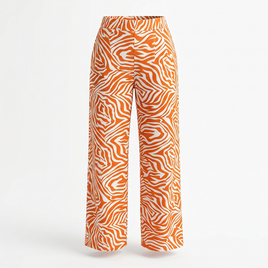Wild Card Orange Print Pleated Wide-Leg Trousers