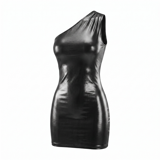 Slant Shoulder Mini Party Dress