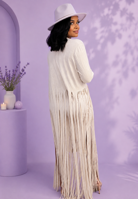 Finesse Faux Suede Fringe Jacket