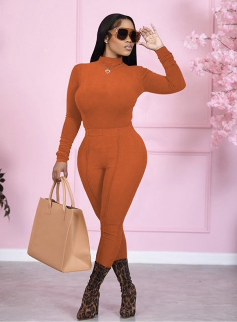 Turtleneck Long Sleeve Top & Pants Set