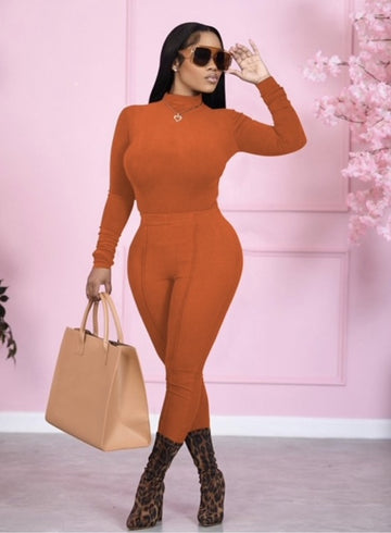 Turtleneck Long Sleeve Top & Pants Set