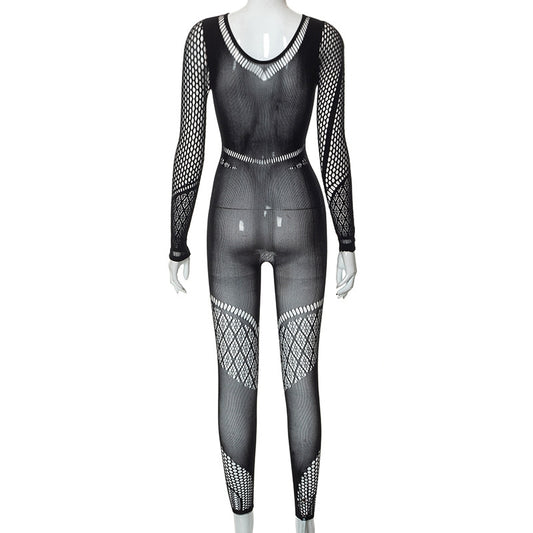 Seductive Black Hollow Out Jumpsuit